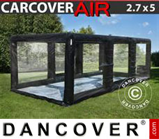 Shelter garage 2,7x5m, PVC, Black/Clear w/air blower